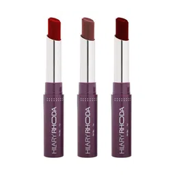 Hilary Rhoda 3Pc Pro Matte Non-Transfer Bullet Lipstick- Red Russian Nude Mouve- Red Wine-91