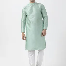 DEVOILER Men Regular Dupion Silk Kurta with Pyjamas image 5