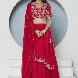 GloballyRonakRBafna Embroidered Thread Work Ready to Wear Lehenga & Blouse With Dupatta-picture-16