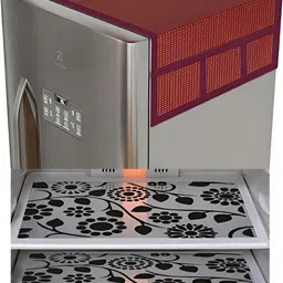 LooMantha 5-Pcs Maroon & Black Checked Fridge Appliance Cover & Mats-image-91