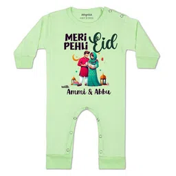 arvesa Meri Pehli Eid With Ammi & Abbu Printed Baby Rompers-picture-37