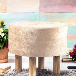 Ikiriya Beige Sparkling Wooden Round Ottomans-image-39