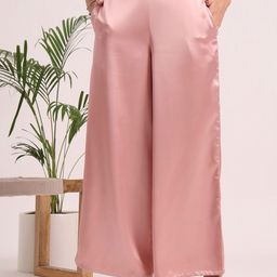 AMSWAN Women European Satin Regular Fit Flared Trouser-image-68
