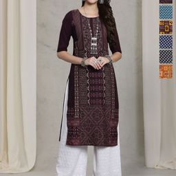 7Threads Women Ethnic Motifs Printed Sequinned Floral Crepe Kurta-image-75
