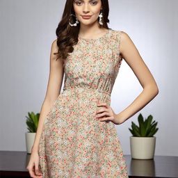 OOMPH! FACTOR Women Floral Printed Fit and Flare Dress-image-15
