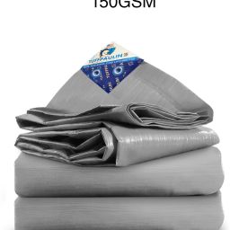 11FT X 5FT 150 GSM Silver Tarpaulin Tent - For Truck body, Car, Bike, Grain Covers, Pond Liners-image-79