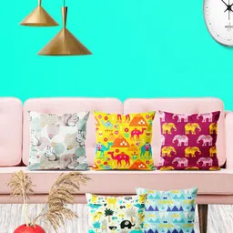 ArtzFolio Multicoloured Set of 5 Square Cushion Covers-53