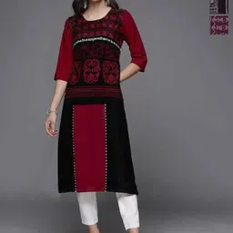 Anouk Rustic Selection Of 3 Ethnic Motifs Printed Round Neck Straight Kurtas-image-98