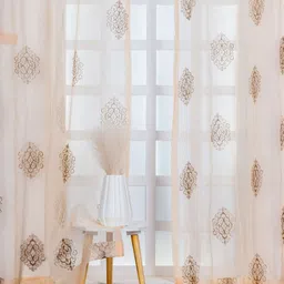 Parda Online Brown Set of 2 Embroidered Sheer Door Curtain-image-19