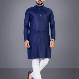 Men Solid Straight Kurta (Dark Green)-image-32