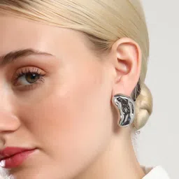 SOHI Silver-Plated The Dented Bean Studs-0