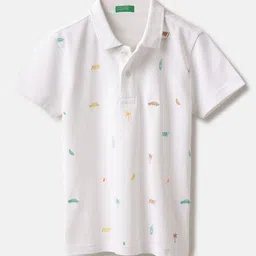United Colors of Benetton Boys Printed Polo Collar Pure Cotton T-shirt-image-54