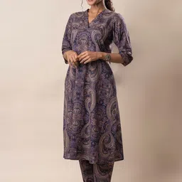 GULABOSITABO Women Paisley Printed Regular Pure Cotton Kurta with Trousers-picture-26