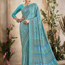LeeliPeeri Designer Floral Poly Crepe Saree-image-75