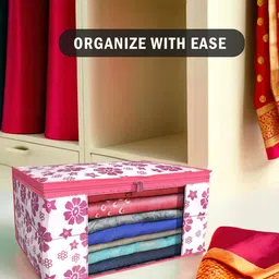 Kuber Industries Red & Pink 12 Pieces Printed Foldable Multi Utility Organisers image 3