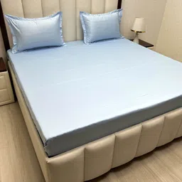 Pure Decor Blue Pure Cotton 250 TC King Bedsheet Set- 2.74 m x 2.74 m-image-48