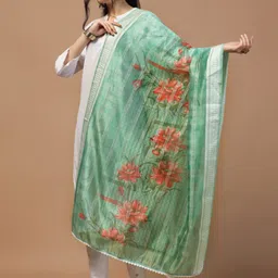 Kaizen TEXO FAB Ethnic Motifs Printed Organza Dupatta image 3