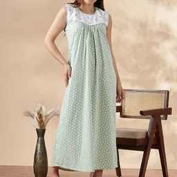 9shines Label Printed Maxi Nightdress-image-66