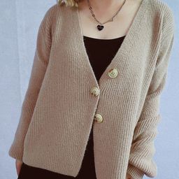 all about you Women Striped V-Neck Button Detail Long Sleeves Cardigan Sweaters-image-20
