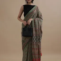 Jaipur Kurti Ethnic Motifs Printed Pure Cotton Saree-14