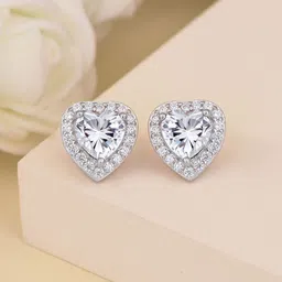 Ornate Jewels 925 Sterling Silver American Diamond Halo Studs Earrings-54