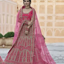 Fusionic Embroidered Velvet Semi-Stitched Lehenga & Unstitched Blouse With Dupatta-picture-19