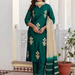 SKYLEE Women Floral Embroidered Kurta with Trousers & Dupatta-picture-52