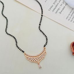 ABDESIGNS Rose Gold Plated American Diamond Studded Mangalsutra-image-105