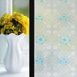 INDIAN ROYALS White & Turquoise-Blue Floral Printed Self-Adhesive Waterproof UV-Protection-image-84