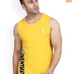 SLOWLORIS Pack Of 2 Typography Printed Combed Cotton Gym Vests-picture-22