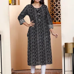 MIRAVAN Bandhani Printed Straight Kurta-image-99
