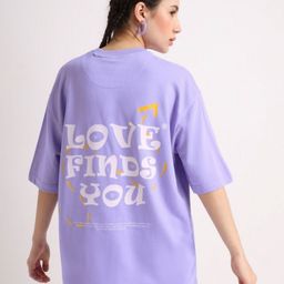 Weezy Women Bio Finish Typography Printed Round Neck Pure Cotton Oversized T-shirt-image-86