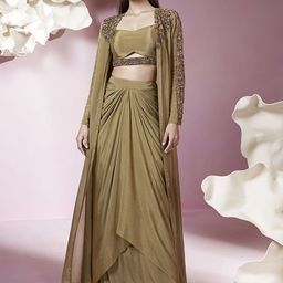 QUNIC Self Design Top With Skirt & Jacket Co-Ords-picture-34
