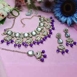 VATSALYA creation Rhodium-Plated Artificial Stones Jewellery Set-image-17
