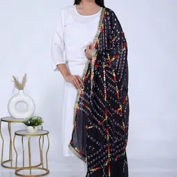 VL SAREES Embroidered Bandhani Dupatta with Mirror Work-50