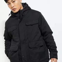 max Men Geometric Polyester Longline Padded Jacket-91