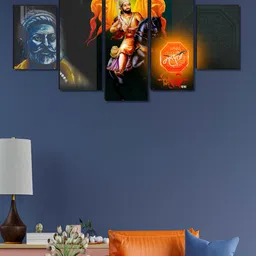 Myntra Elegant Homes Black & Orange 5 Piece Wood Religious Wall Paintings-image-55