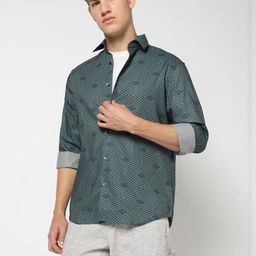 Blue Buddha Tailored Fit Printed Cotton Casual Shirt-image-91