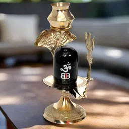 Nyra Kitchenware Gold Toned & Black Lord Mahadev Shivling Statue Showpiece-image-34