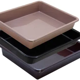 Plastic Prime Exel Small Tray For Home/Office,3 pc Tray 2 Ltr,Brown Choco Black Tray-image-35
