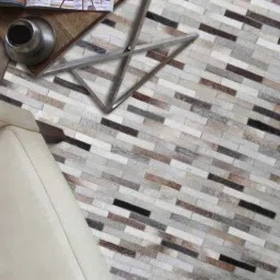 dazzhome Grey Hair On Leather Stripes Hand Woven 6ftX9ft Carpet-picture-21