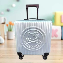 Small Cabin Suitcase (27 cm) 4 Wheels - Printed 360 Degree Wheels & TSA Lock Suitcase for Kids Travel - Silver-image-1