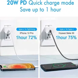 powerx Fast Charger PD 3.0 USB C 20W Wall Adapter With Type C To Lightning Cable Combo Set image 2