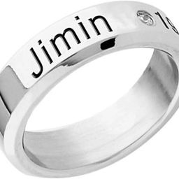 Kpop BTS Bangtan Boys Members Name and Date of Birth Mentioned Ring for Men and Boys (Jimin) Copper Cubic Zirconia Silver Plated Ring-image-27