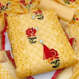 Unstitched Jacquard Kurta & Churidar Material Self Design-image-5