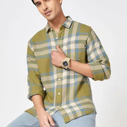 Urban Ranger by pantaloons Men Original Slim Fit Opaque Checked Casual Shirt-image-102