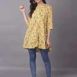 Shree Liva Mandarin Collar Printed Tunic-image-43