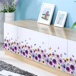 Jaamso Royals Purple & Yellow Flower Self-Adhesive Wall Sticker-image-80