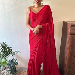 all about you Embellished Pure Linen Ikat Saree-42