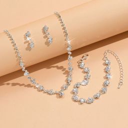 DressBerry Silver Plated Rhinestone Studded Jewellery Set-image-49